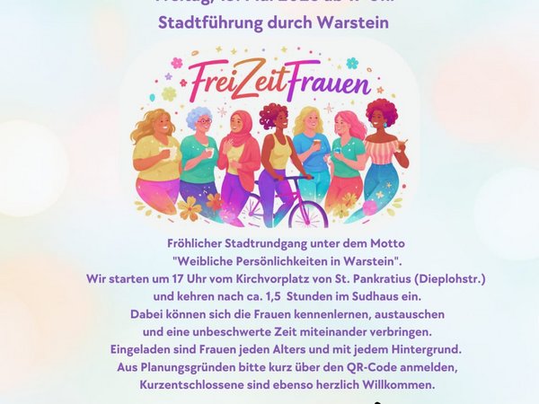 Die Arbeitsgruppe „Starke Frauen“ organisiert offene Treffen mit dem Titel „FreiZeitFrauen“ an jedem 15ten eines Monats 