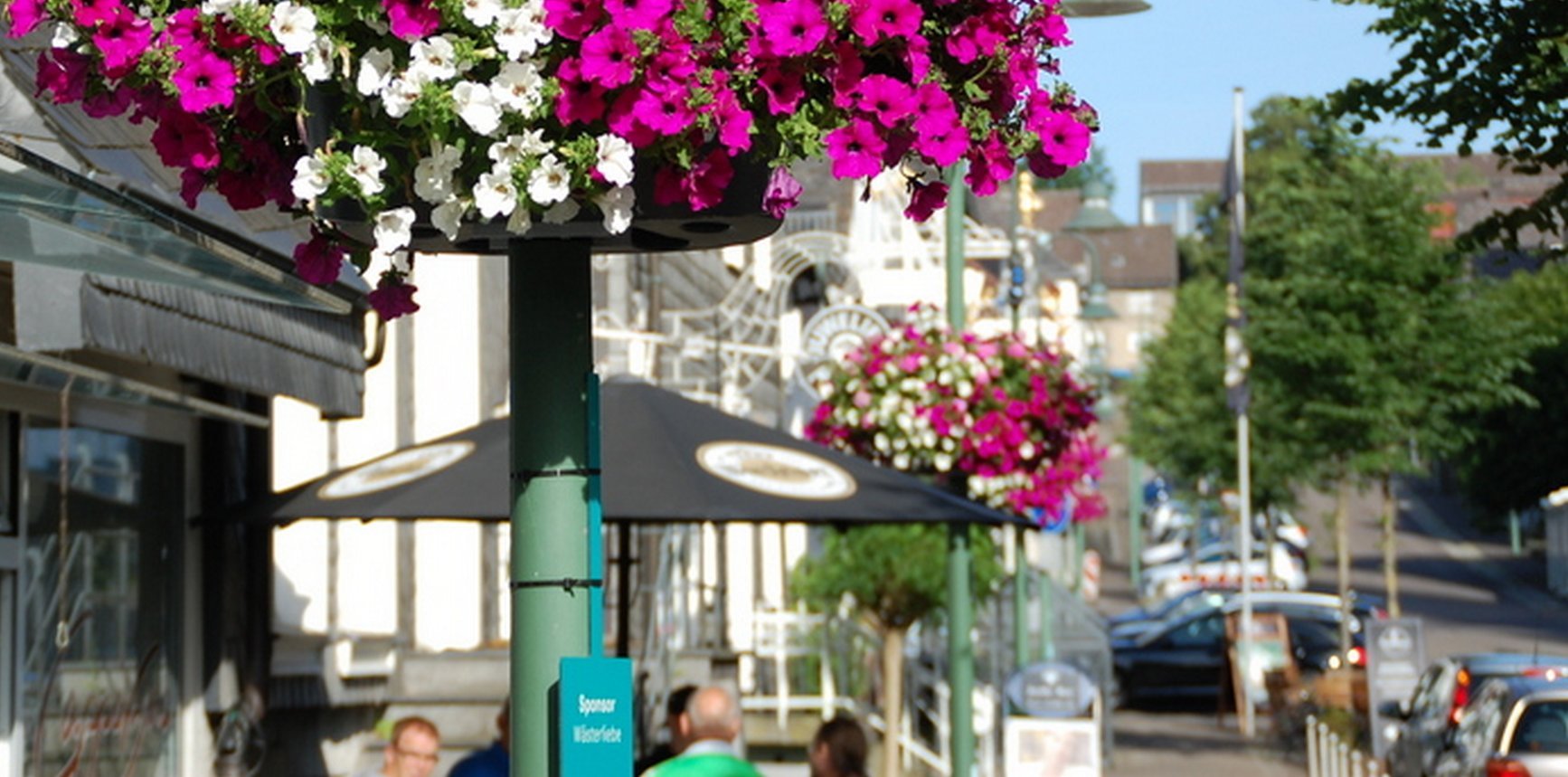 Blumenampel an der Dieplohstraße in Warstein, Foto: Stadt Warstein