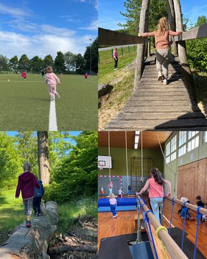 Collage aus 4 Bildern der einzelnen Veranstaltungen. Es sind jeweils Kinder bei den Aktionen zu sehen
