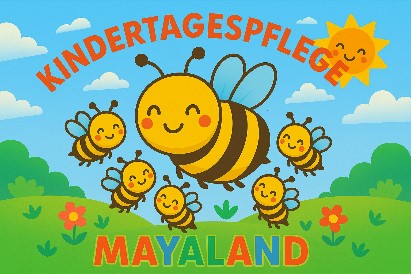 Zeichnung: Bienen über einer Blumenwiese