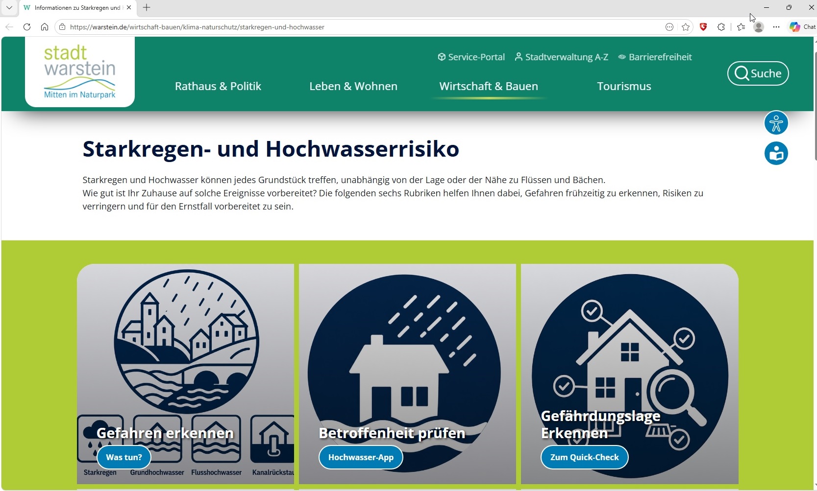 Die neue Webseite zum Starkregen- und Hochwasserrisiko: 