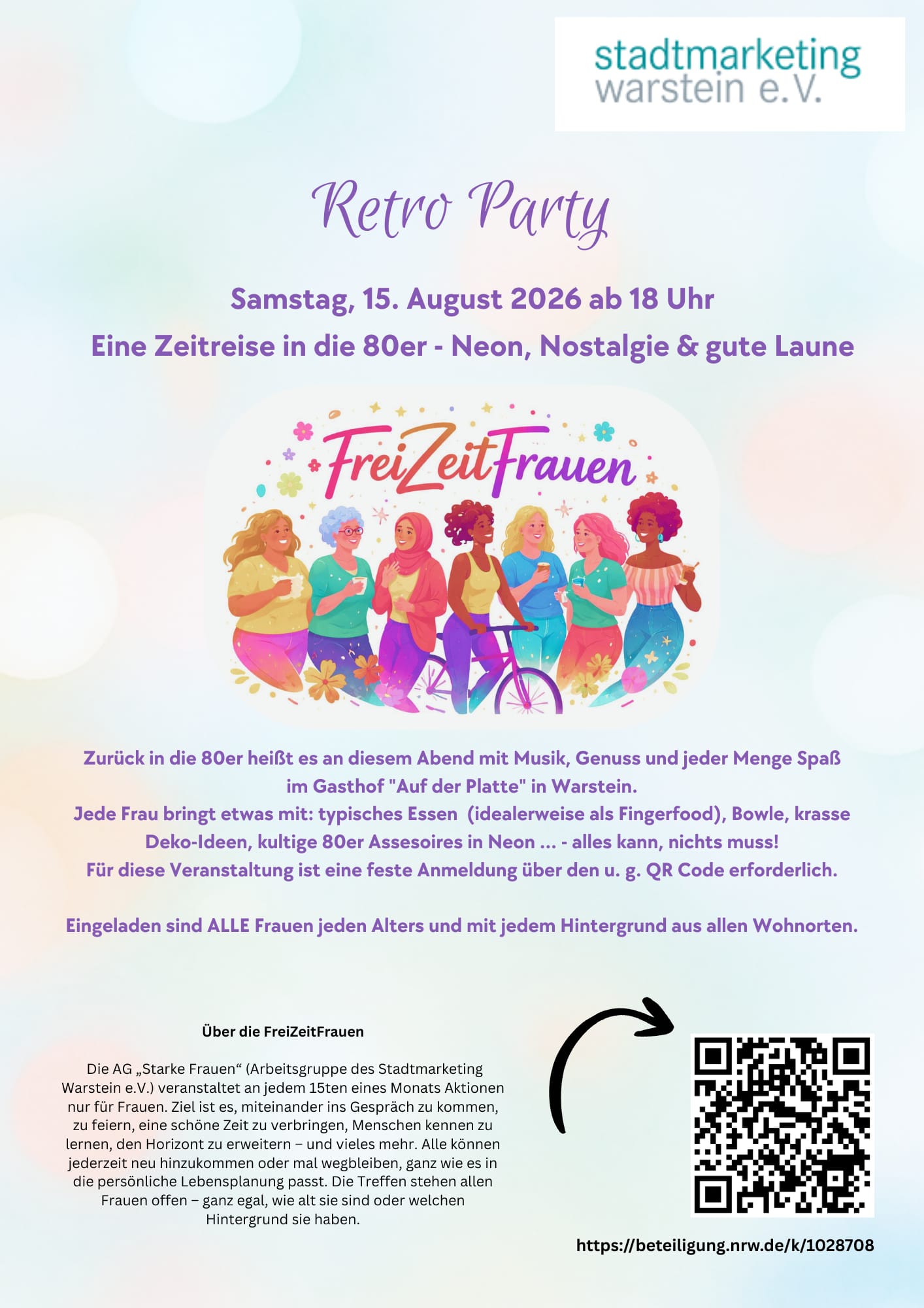 Die nächste FreiZeitFrauen-Veranstaltung am 15. August ist eine Retro-Party